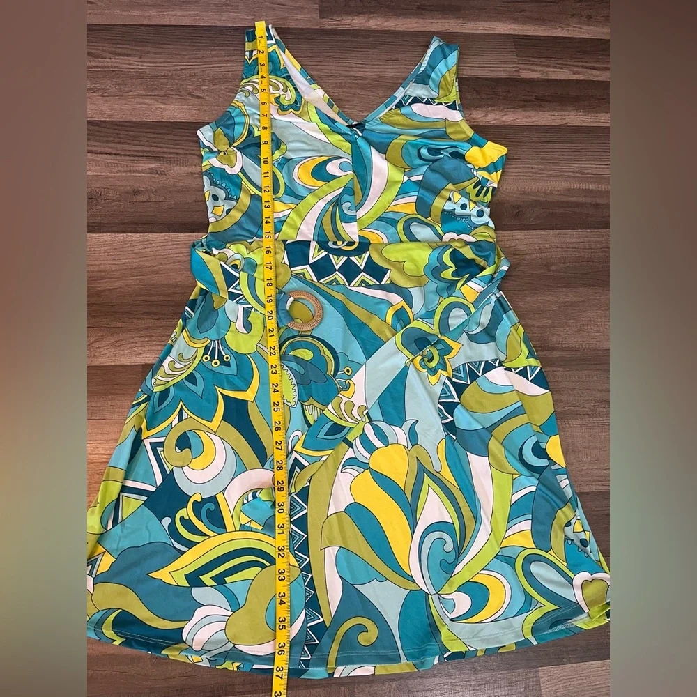 Tacera Retro 70’s Style Sleeveless Dress with Sash SZ Medium - Picture 8 of 9